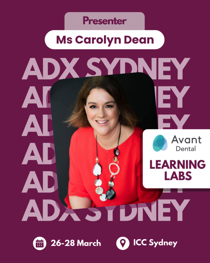 Promotional graphic for Carolyn S Dean's AI sessions at ADX Sydney 2026
