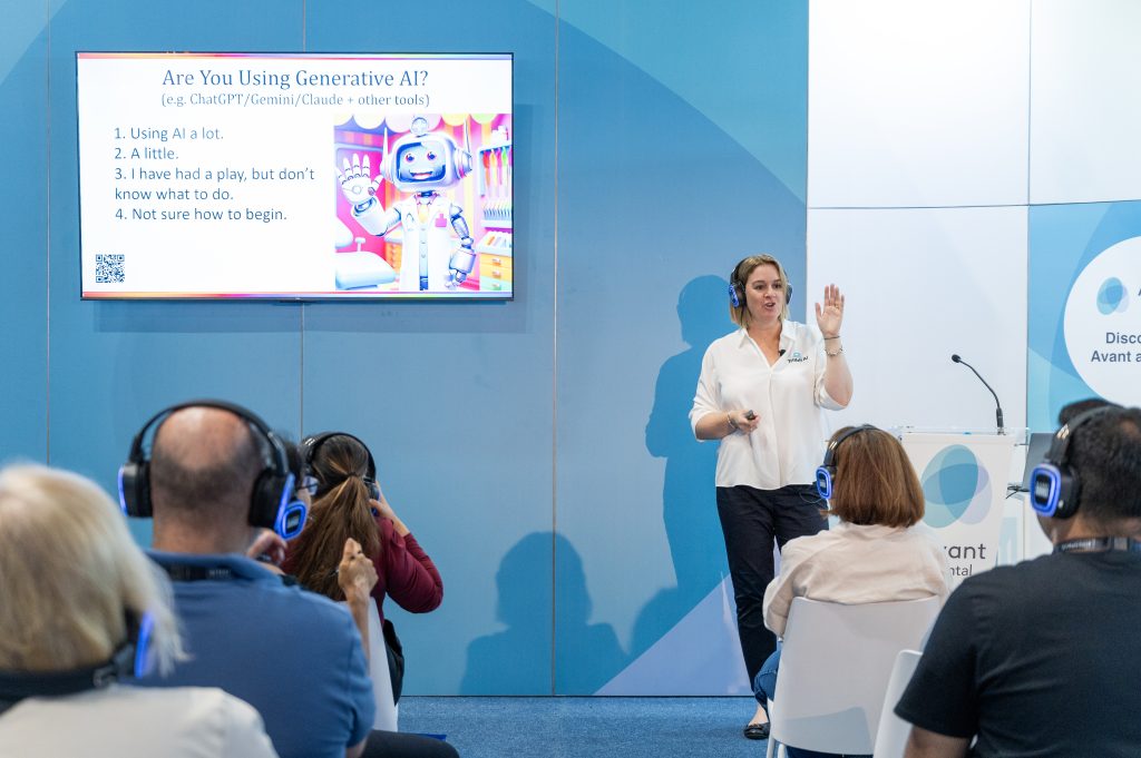 Carolyn S Dean presenting an AI session for dental teams at ADX Sydney 2026