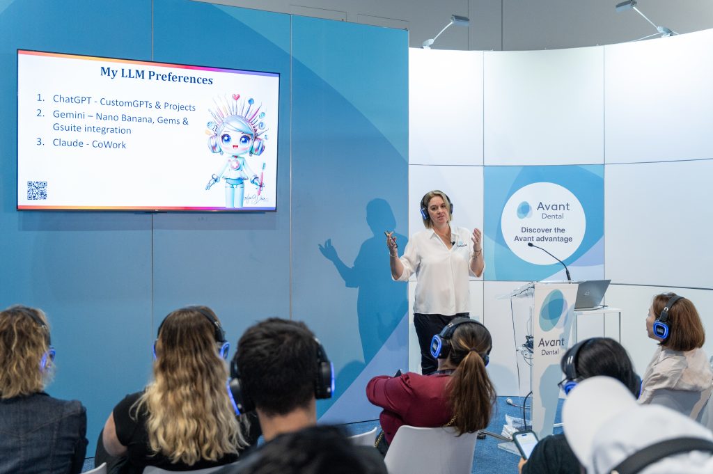 Carolyn S Dean comparing AI tools for dental practices at ADX Sydney 2026