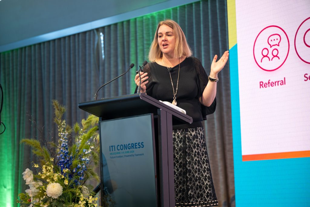 Carolyn S Dean presenting on AI and the patient journey at the ITI Congress Australasia 2026