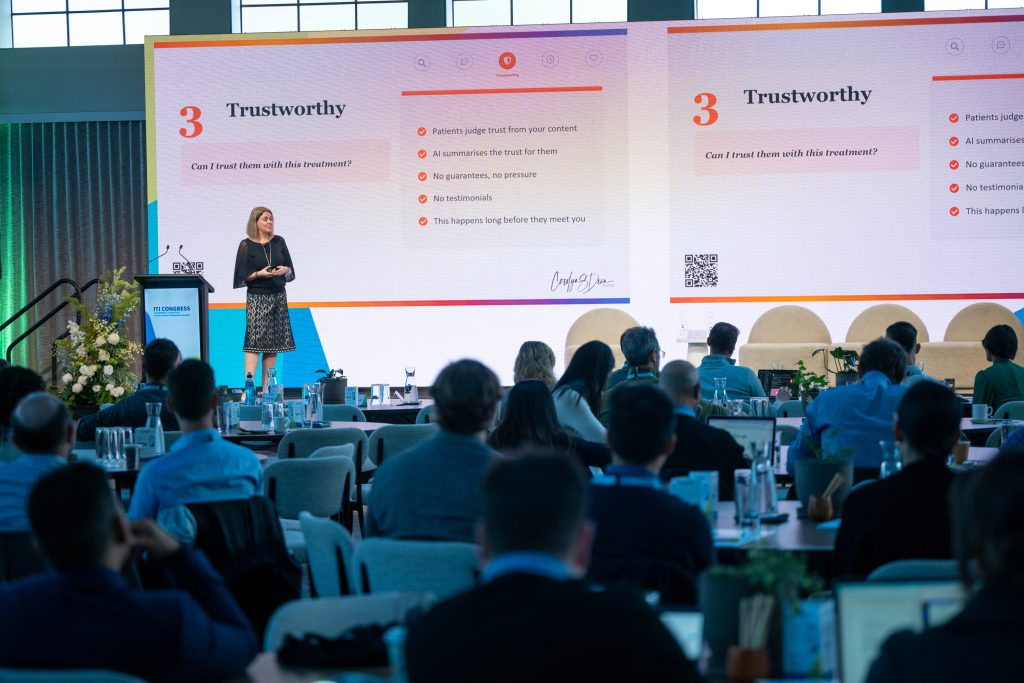The ITI Congress Australasia 2026 audience during the session on AI and patient trust