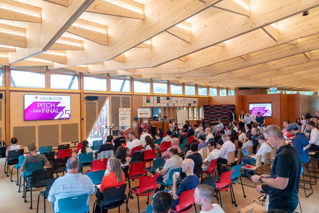 The room at the Macquarie University Incubator Pitch Final 2025